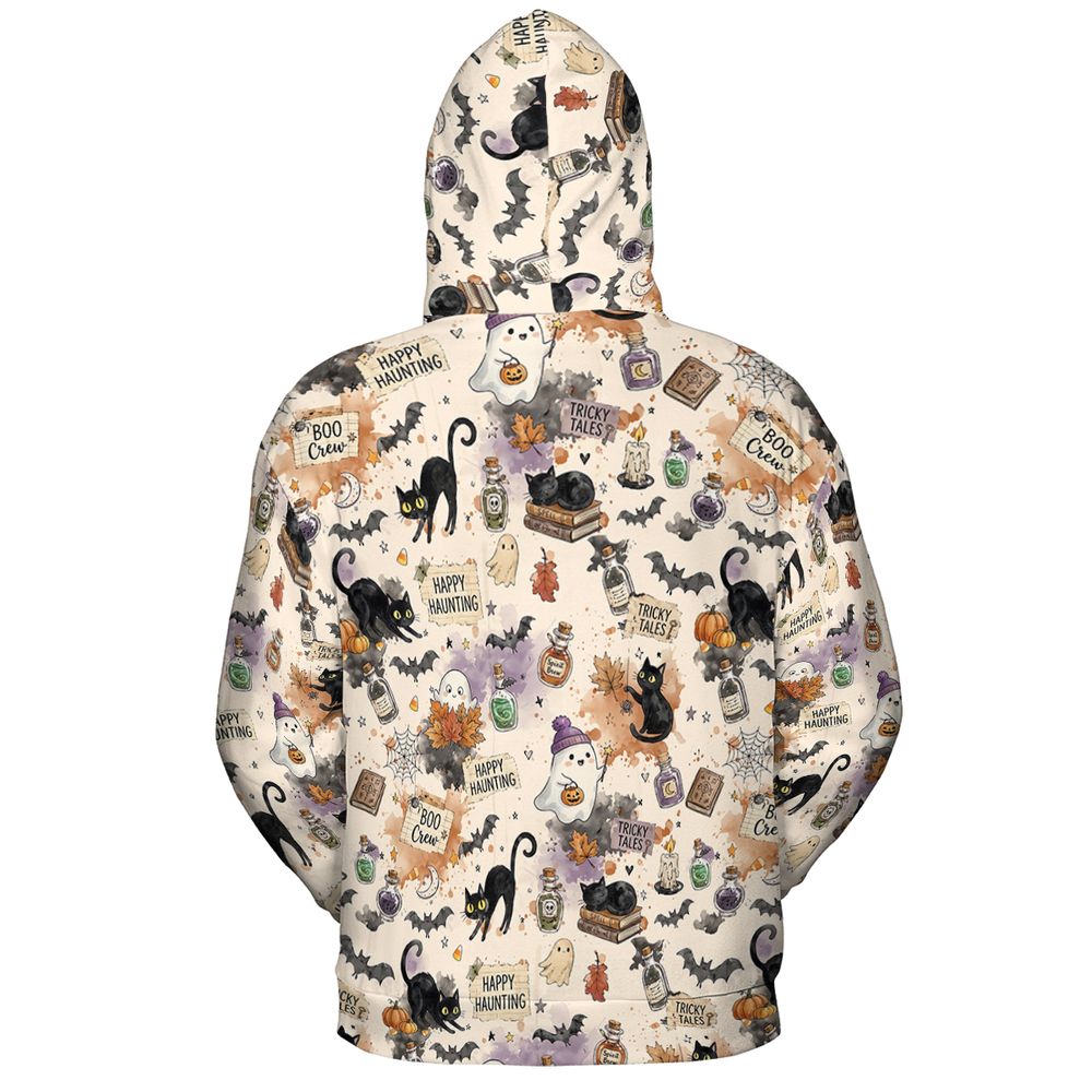Happy Haunting Black Cat & Potion Spooky Full Print Hoodie -  - 3