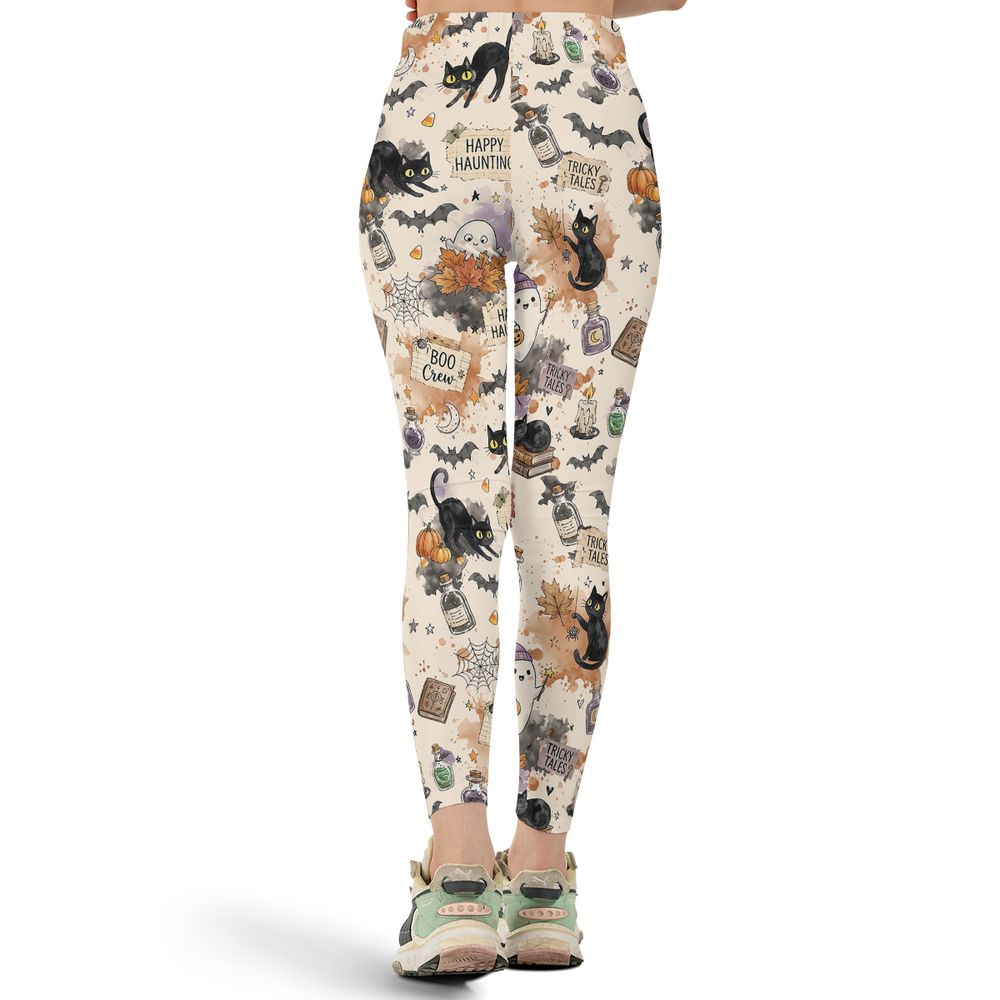 Happy Haunting Black Cat & Potion Spooky Full Print Legging -  - 3