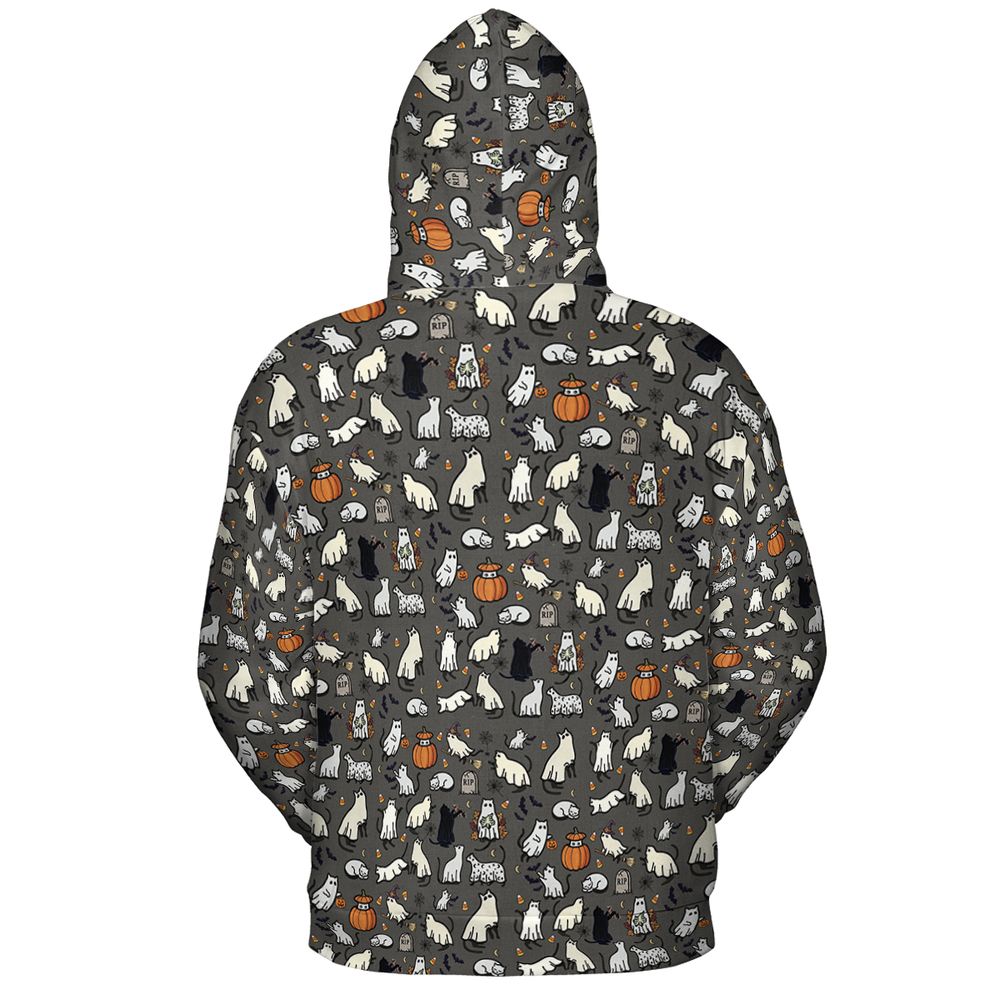 Cat Ghost Full Print Hoodie -  - 3