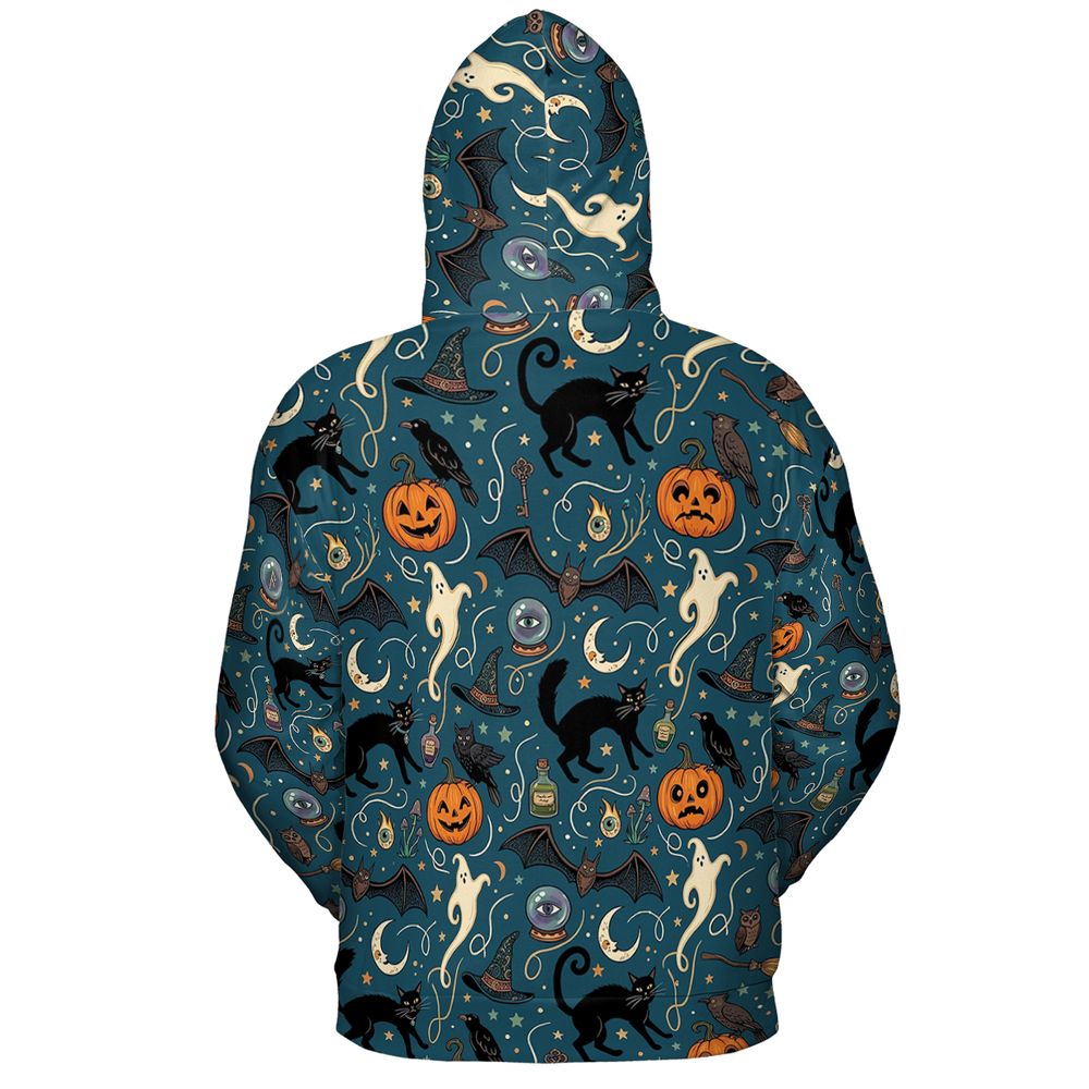 Magical Black Cat & Spooky Night Halloween Full Print Hoodie -  - 3