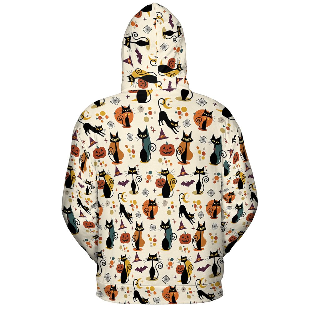Mid Century Atomic Black Cats Full Print Hoodie -  - 3