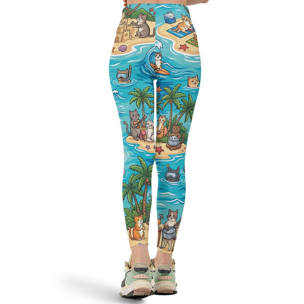 Cats Surfing Full Print Legging -  - 3