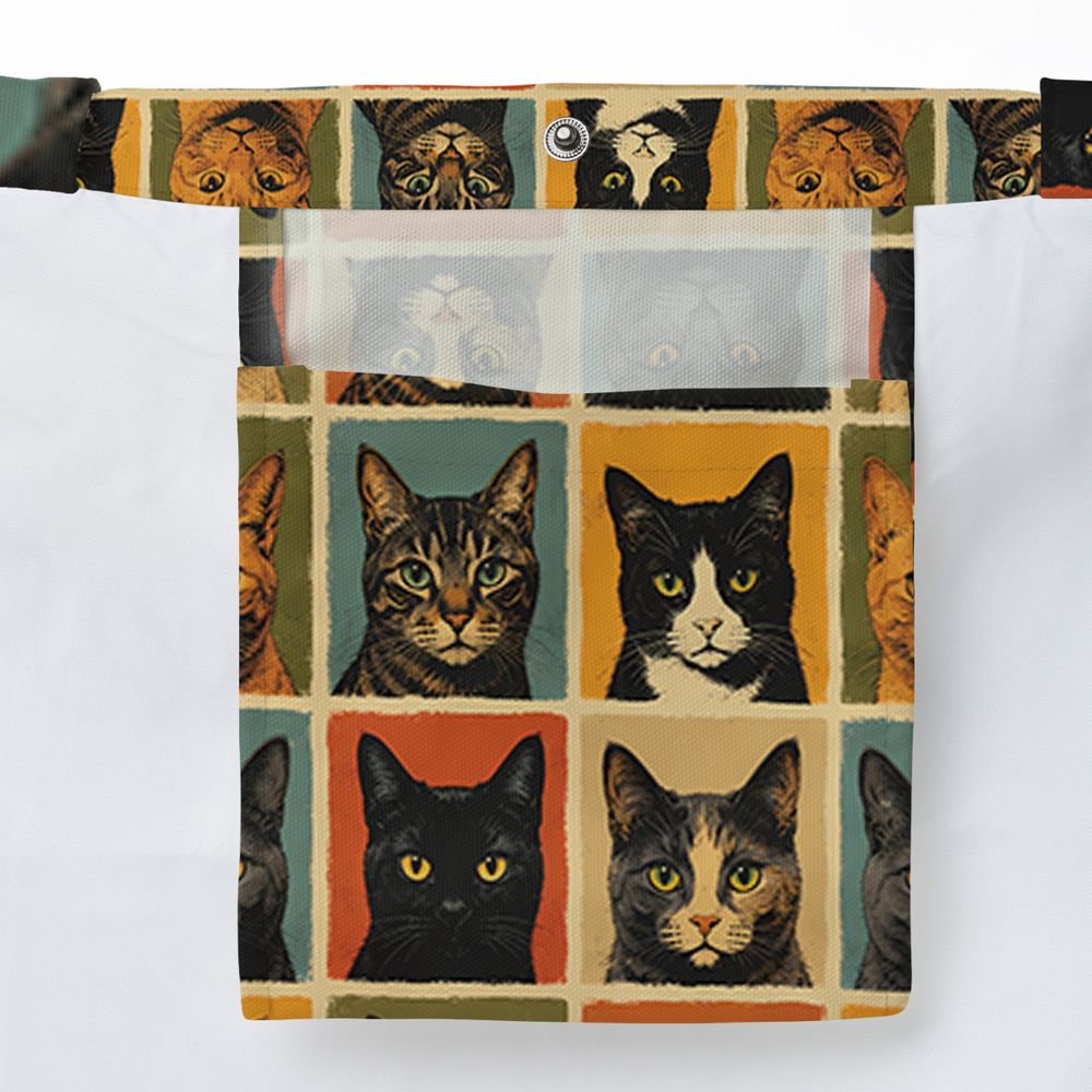 Retro Cat portrait Large Tote Bag -  - 3