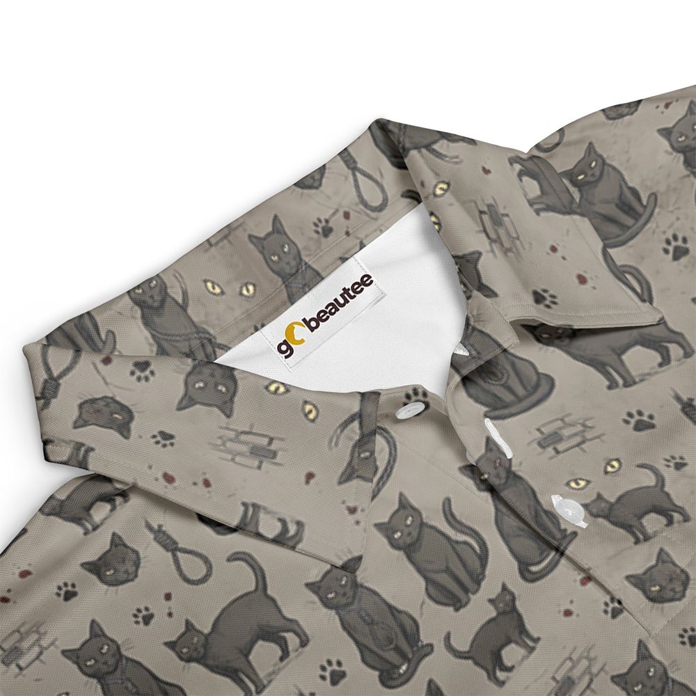 The black cat One eye Cat Full Print Polo Shirt -  - 3