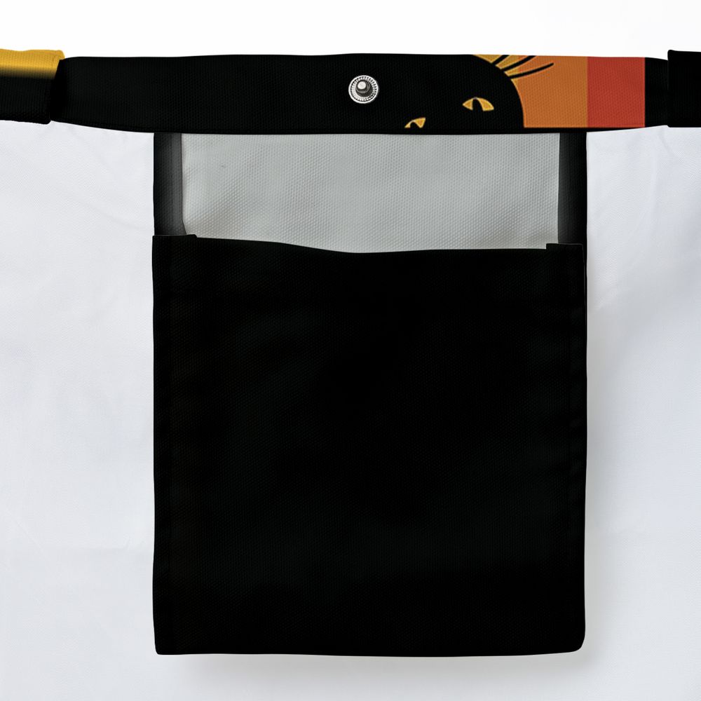 Retro Sunset Peeking Black Cat Large Tote Bag -  - 3