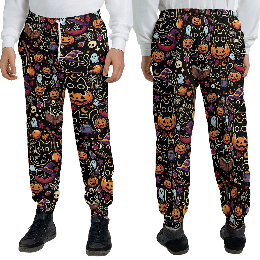 Black Cat and Pumpkin Sweatpants -  - 3