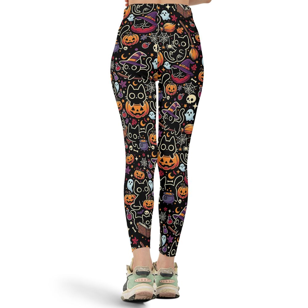 Black Cat and Pumpkin Full Print Legging -  - 3