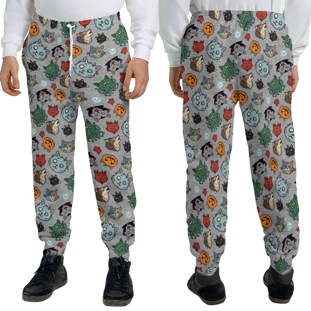 Spooky Monster Cat Mashup Halloween Sweatpants -  - 3
