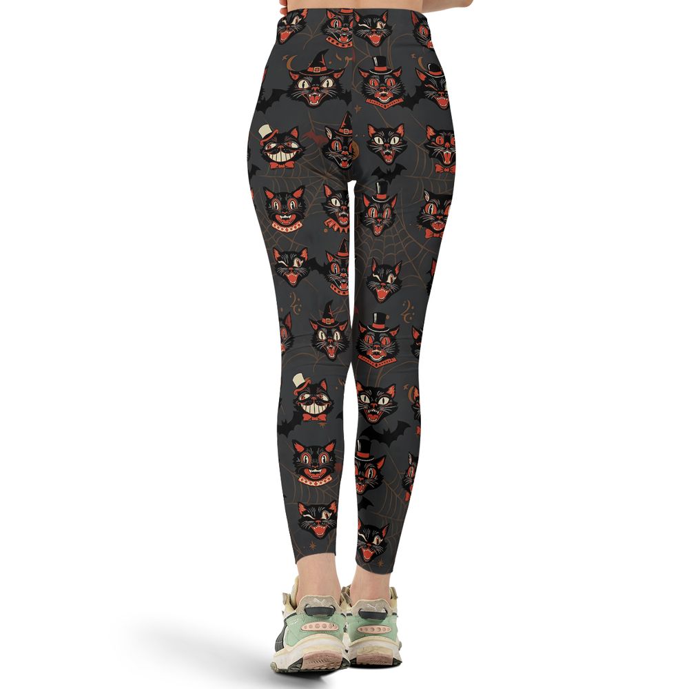 Retro Spooky Black Cat Halloween Hawaiian Shirt -  - 3