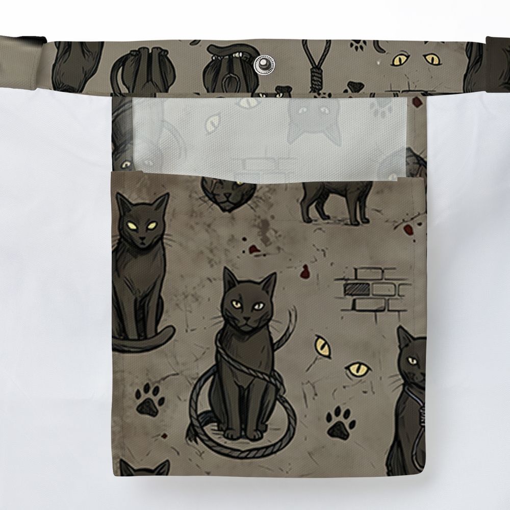 The black cat One eye Cat Large Tote Bag -  - 3