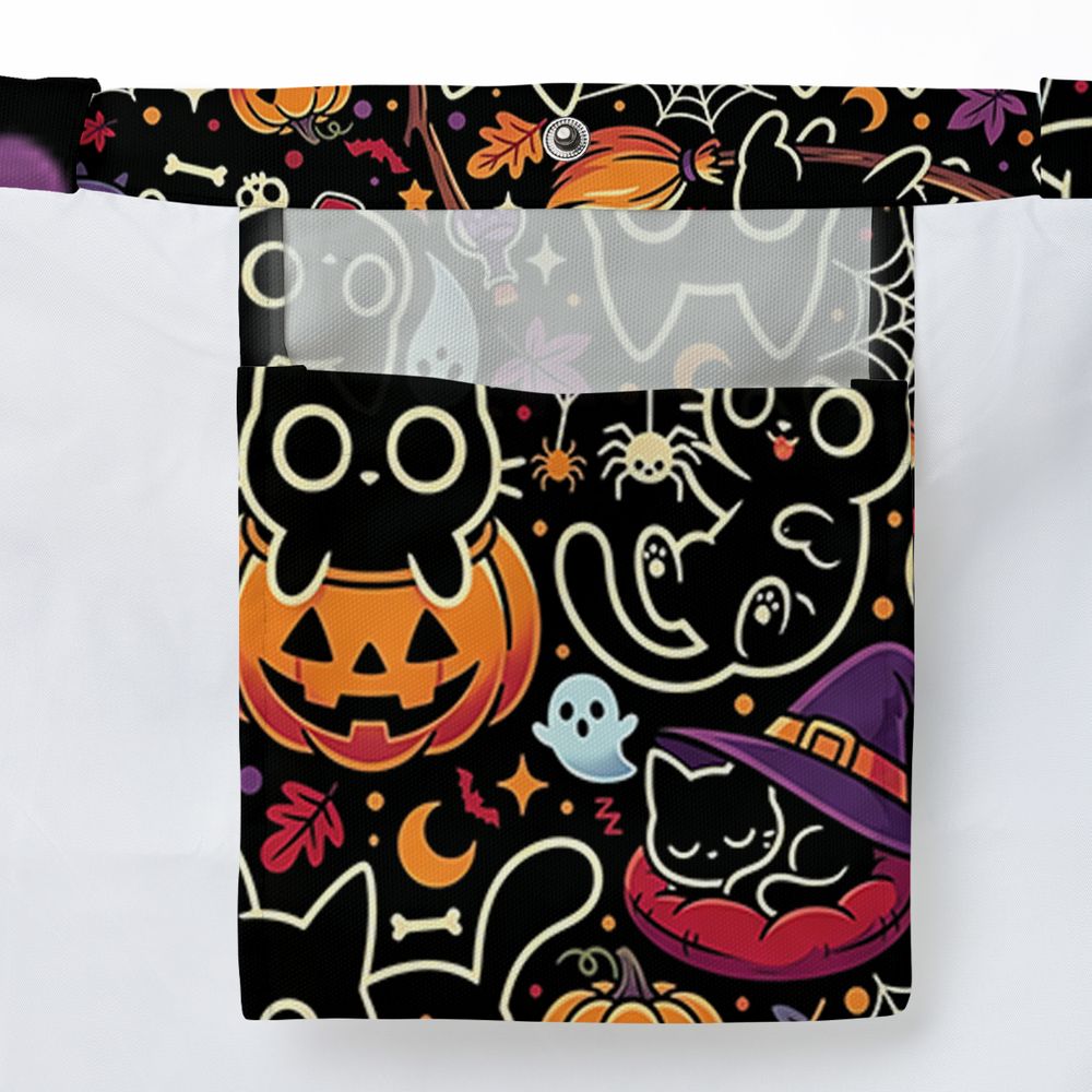Black Cat and Pumpkin Large Tote Bag -  - 3
