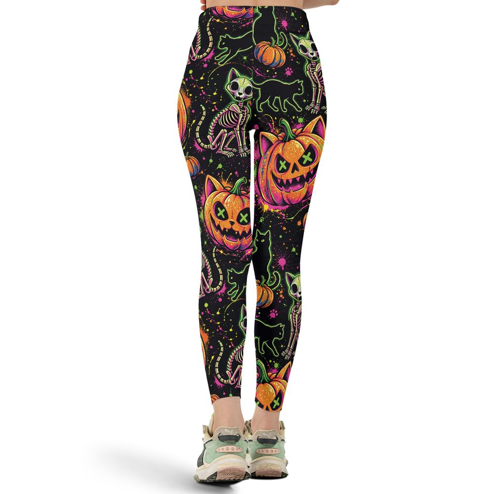 Neon Skeleton Cats & Pumpkins -  - 3