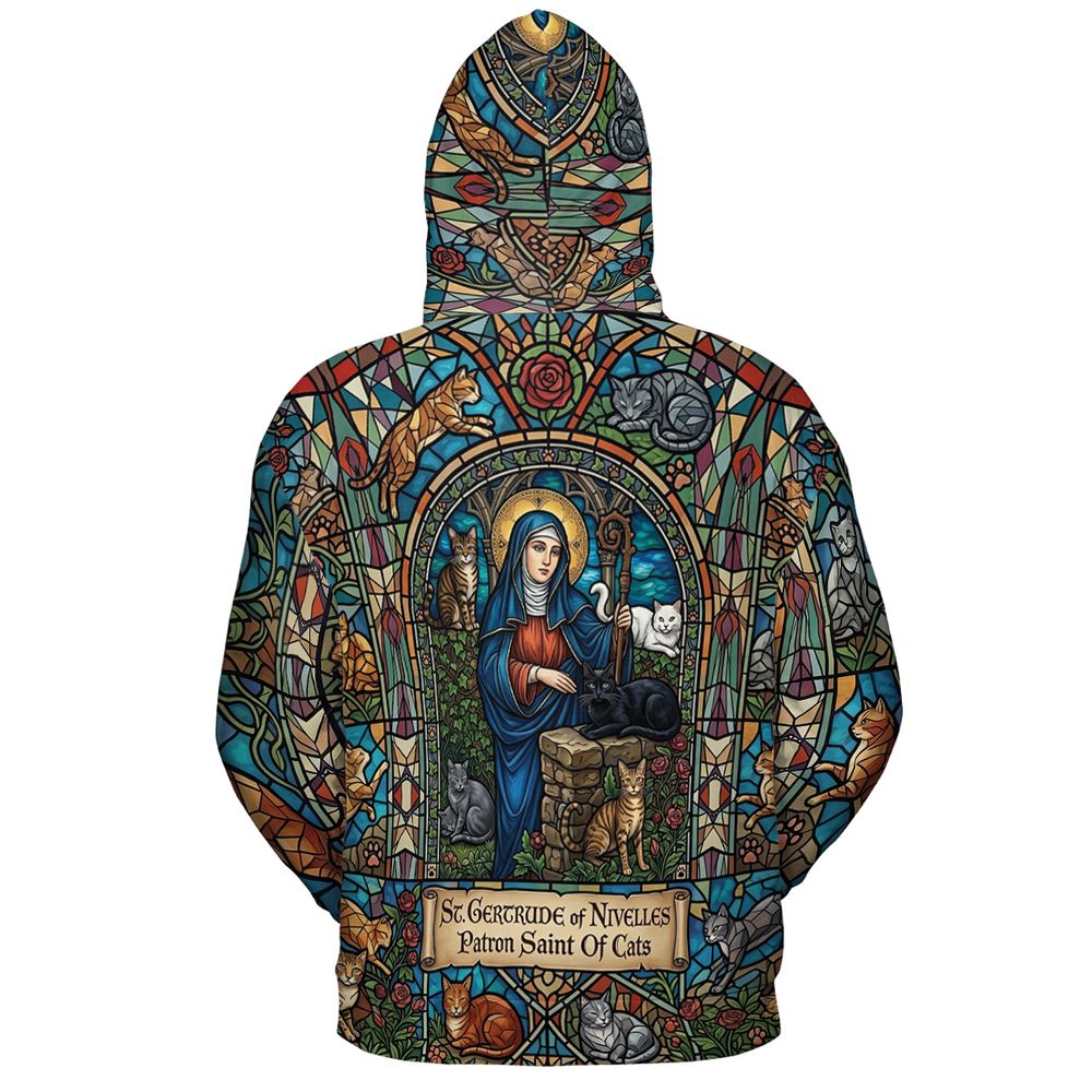 Patron Saint of Cats Stained Glass Full Print Hoodie -  - 3