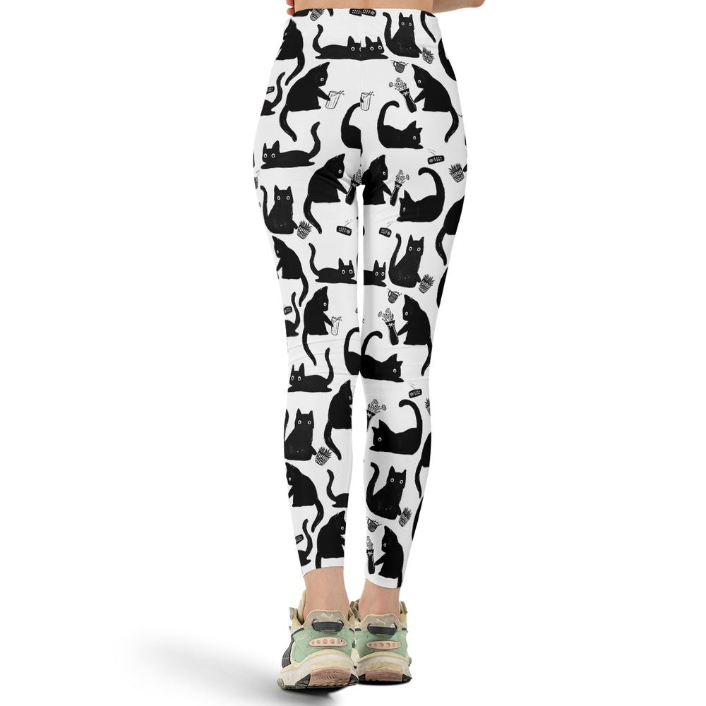 Mischievous Black Cat Pattern Full Print Legging -  - 3