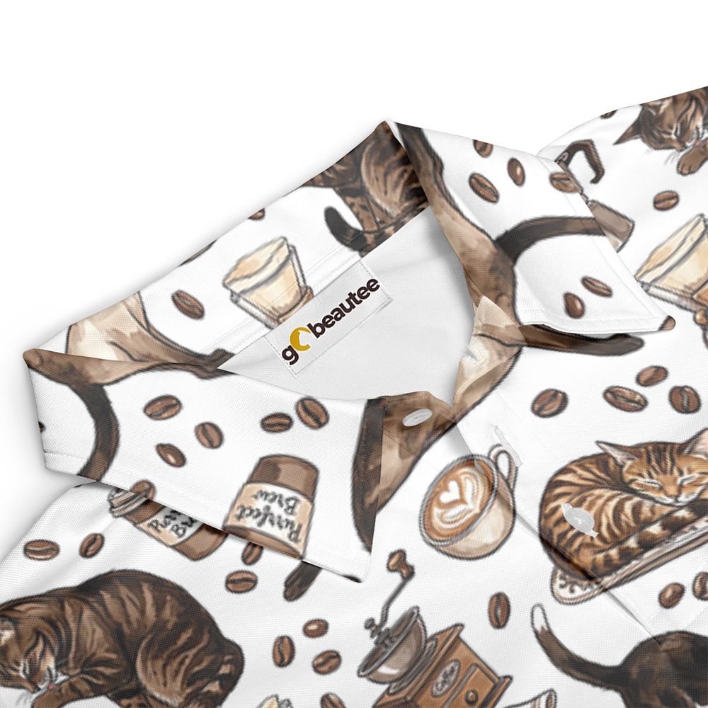 Cat and Coffee Full Print Polo Shirt -  - 3