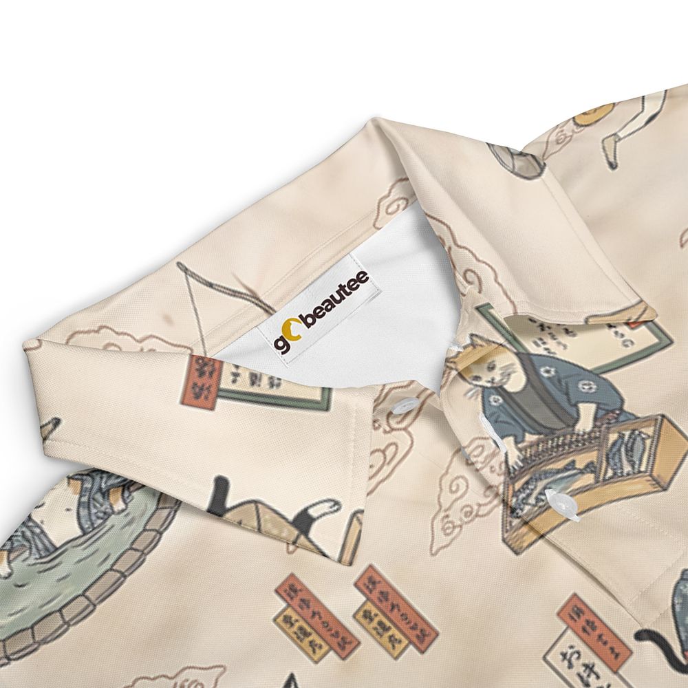 Ukiyo-e cat Full Print Polo Shirt -  - 3