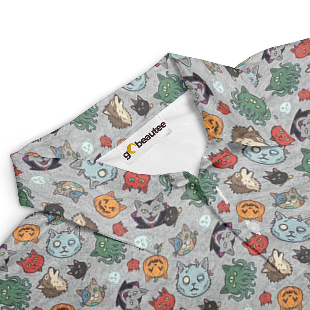 Spooky Monster Cat Mashup Halloween Full Print Polo Shirt -  - 3