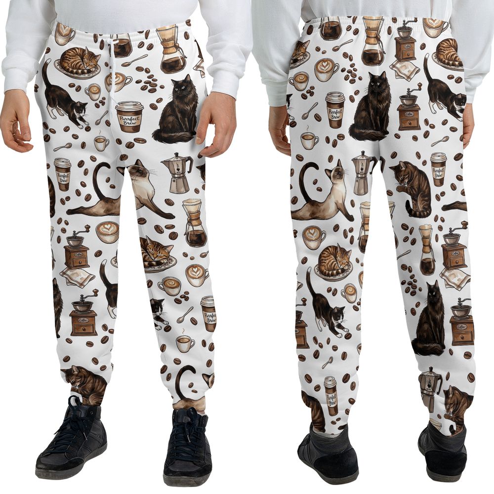 Cat and Coffee Sweatpants -  - 3