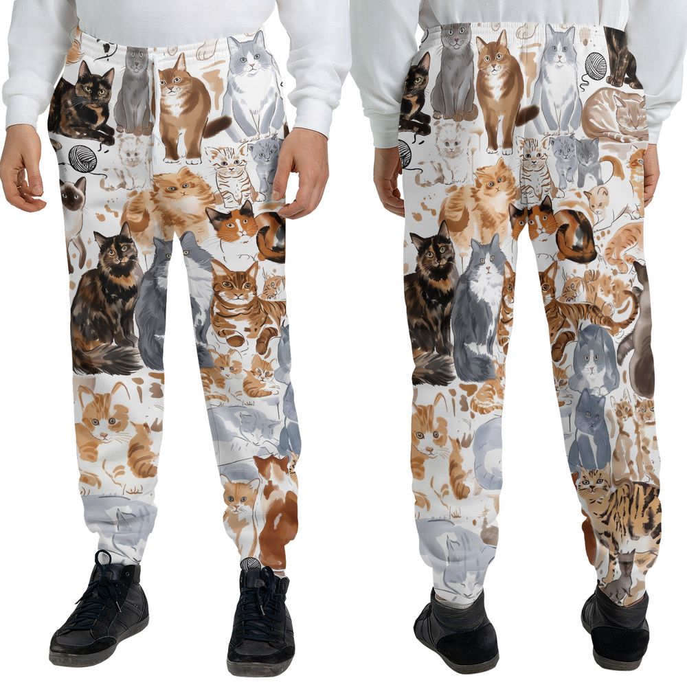 Watercolor cat Sweatpants -  - 3
