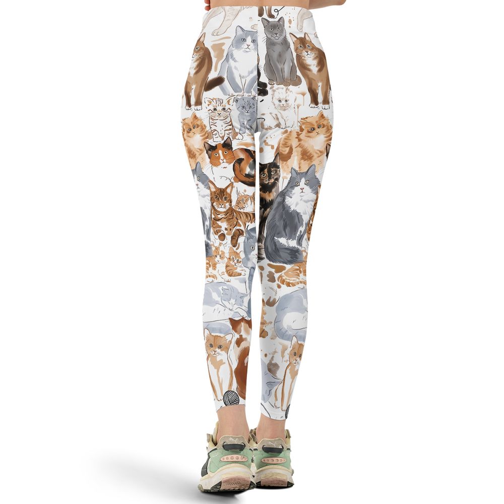 Watercolor cat Full Print Legging -  - 3