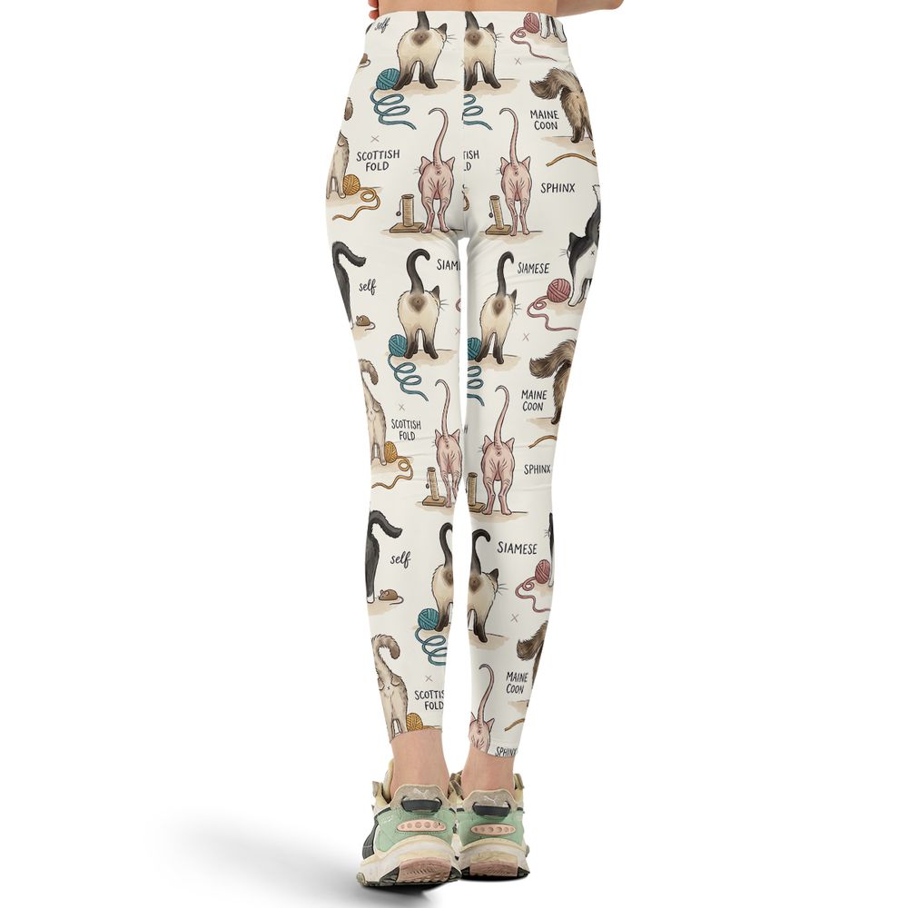 Funny Cat Butts Breed Chart Full Print Legging -  - 3
