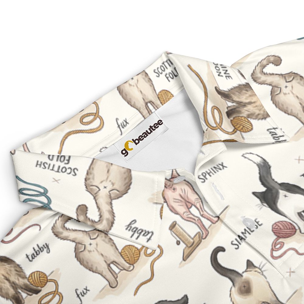 Funny Cat Butts Breed Chart Full Print Polo Shirt -  - 3