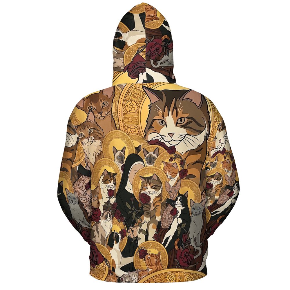 Sacred Feline Renaissance Art Full Print Hoodie -  - 3
