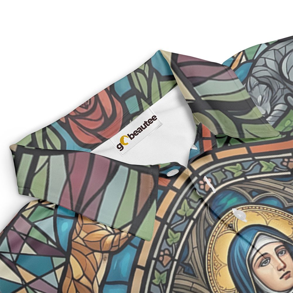 Patron Saint of Cats Stained Glass Full Print Polo Shirt -  - 3