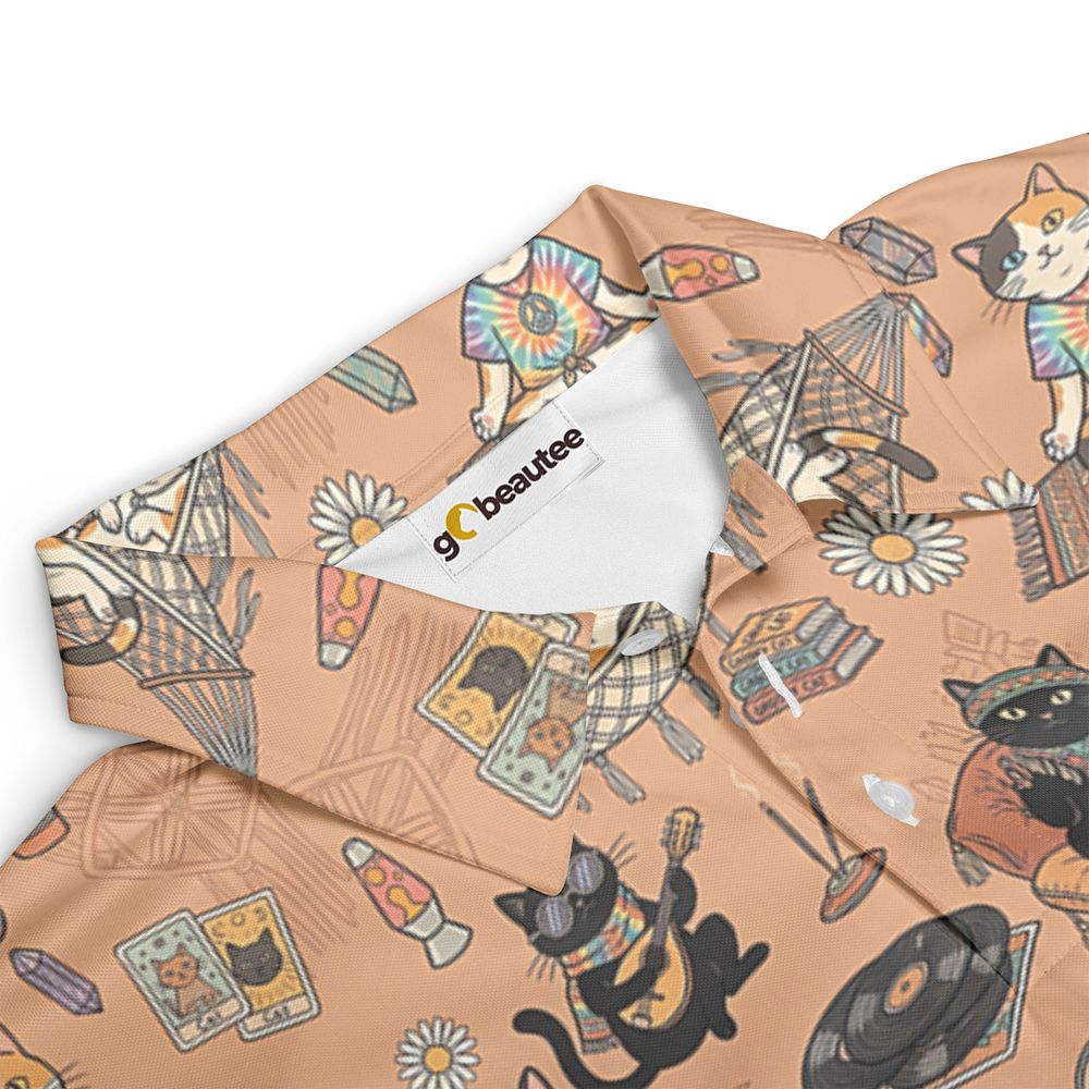 Hippie and Cat Full Print Polo Shirt -  - 3