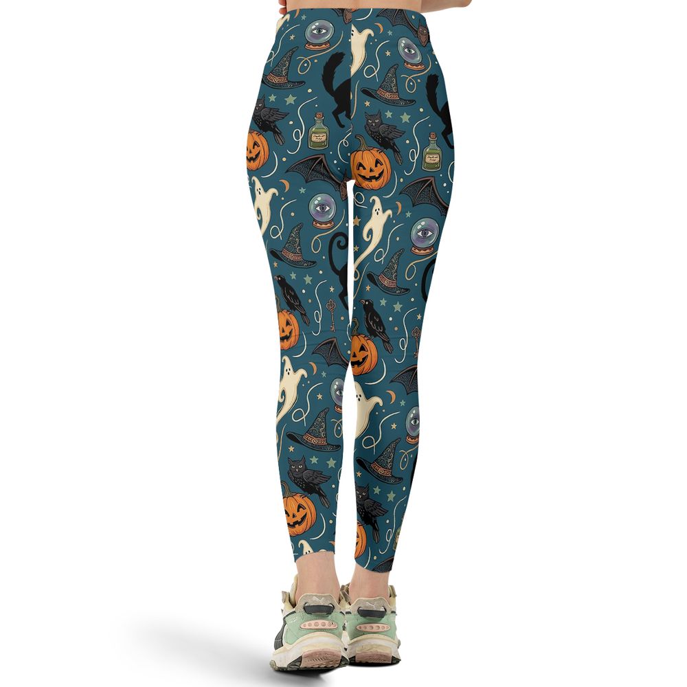 Magical Black Cat & Spooky Night Halloween Full Print Legging -  - 3
