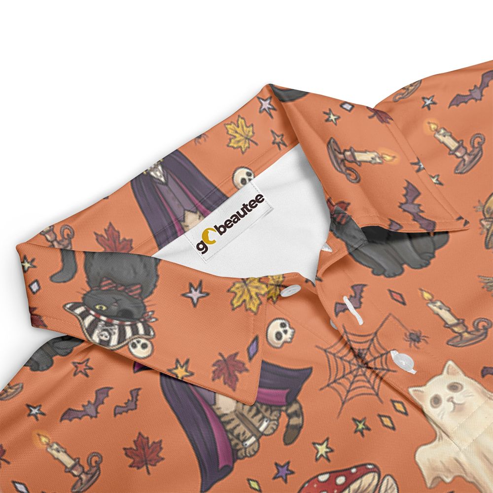 Feline Fright Fest Full Print Polo Shirt -  - 3