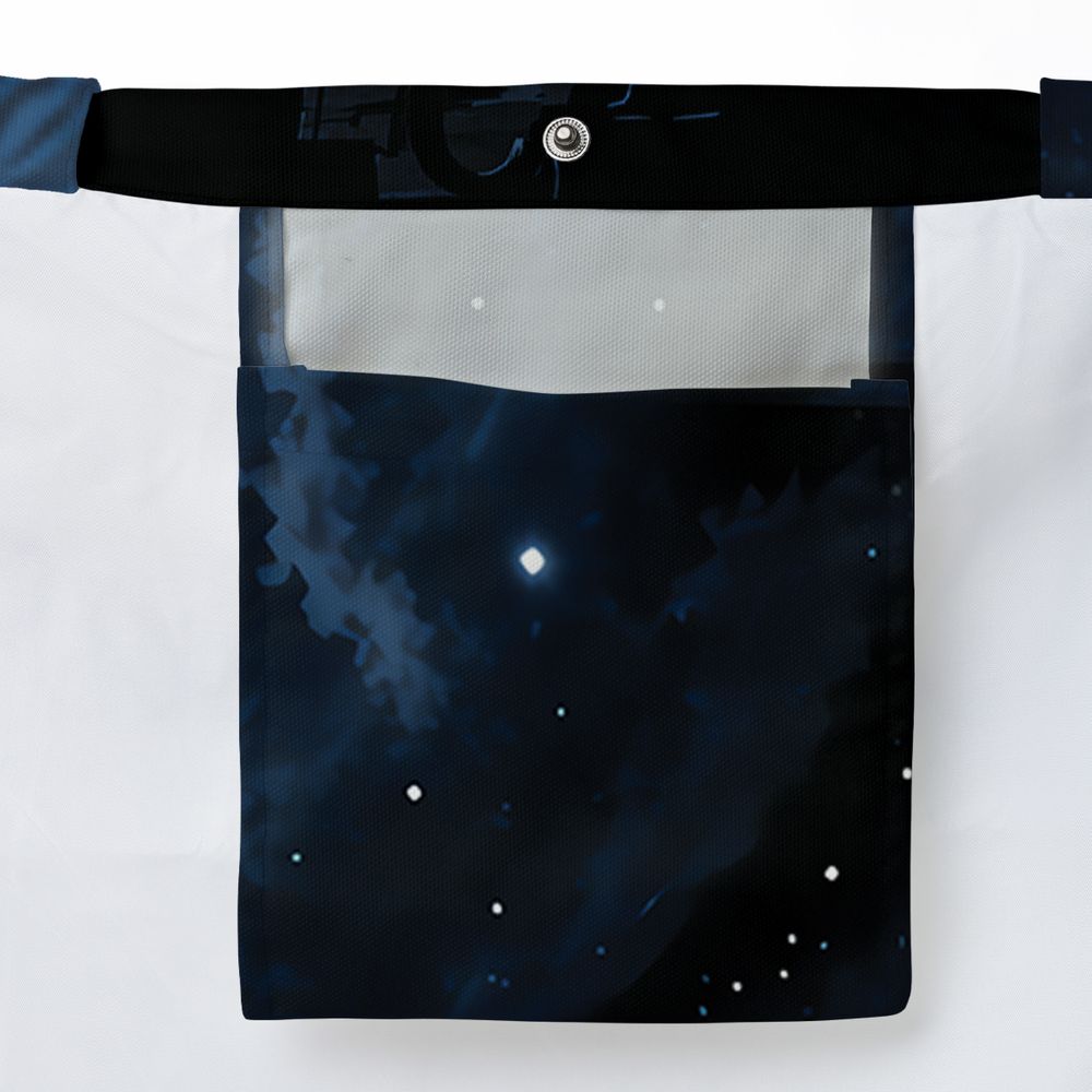 Cosmic Rainbow Moon Cat Silhouette Large Tote Bag -  - 3