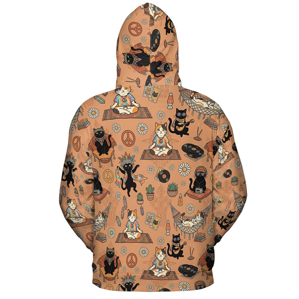 Hippie and Cat Full Print Hoodie -  - 3