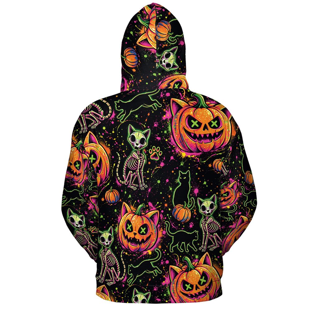 Neon Skeleton Cats & Pumpkins -  - 3