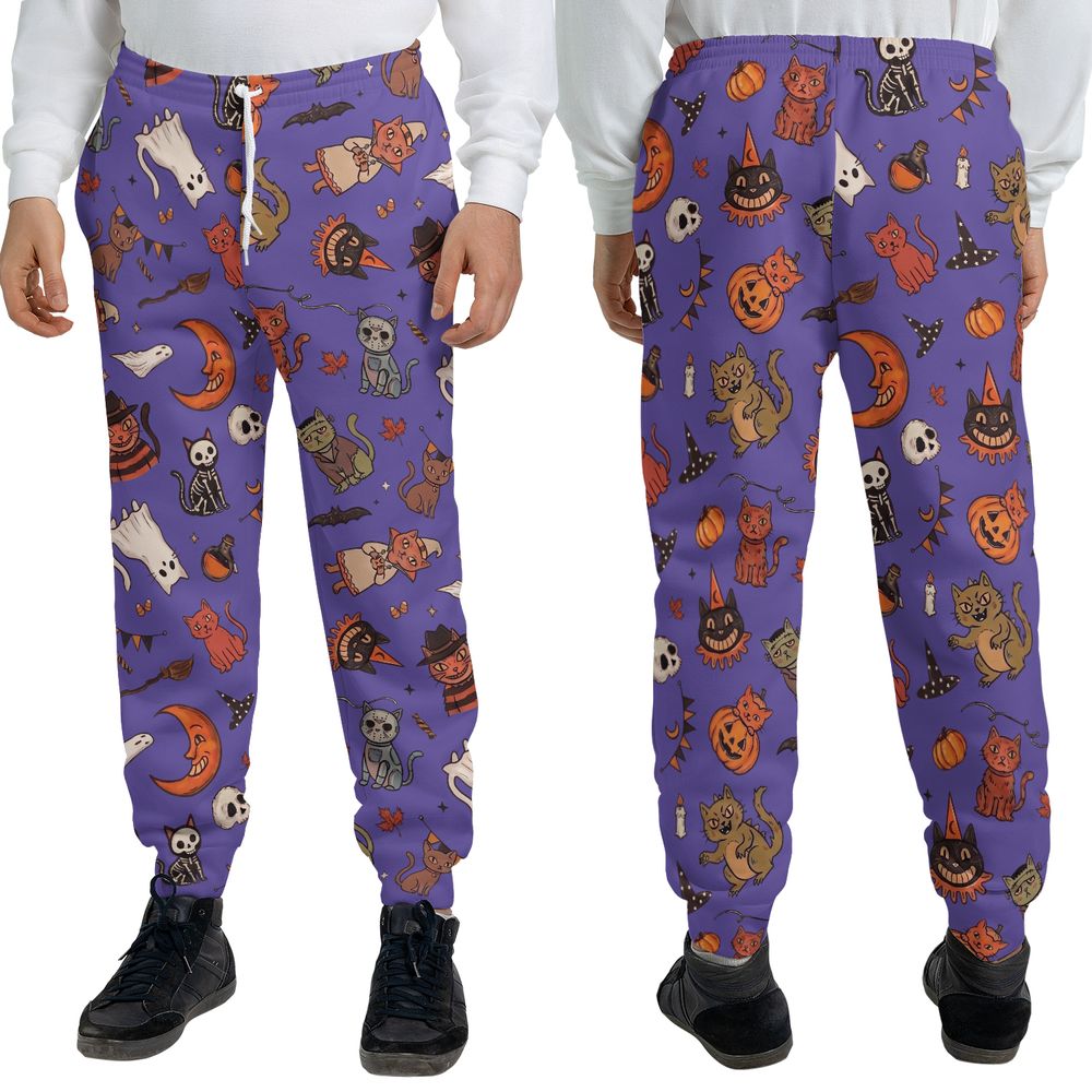 Retro Halloween Cats Purple -  - 3