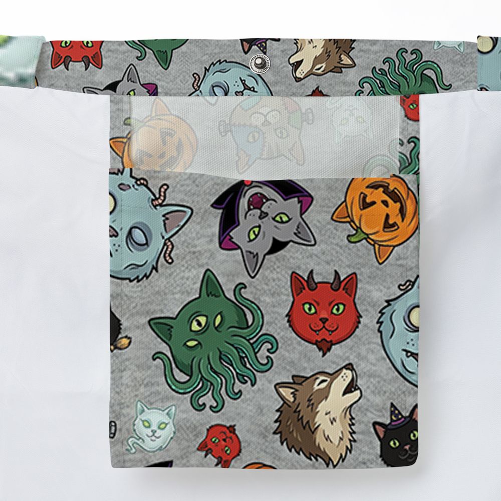 Spooky Monster Cat Mashup Halloween Large Tote Bag -  - 3