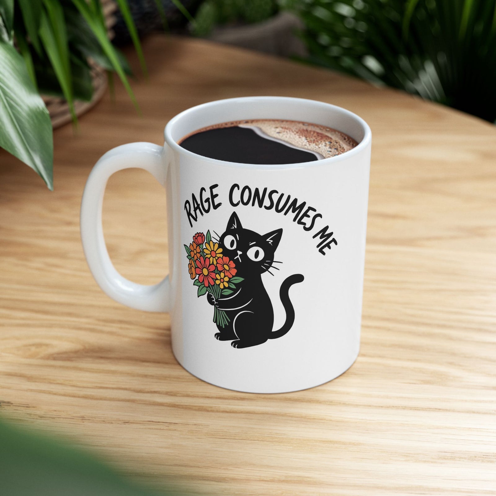 Rage Consumes Me Cat Ceramic Mug