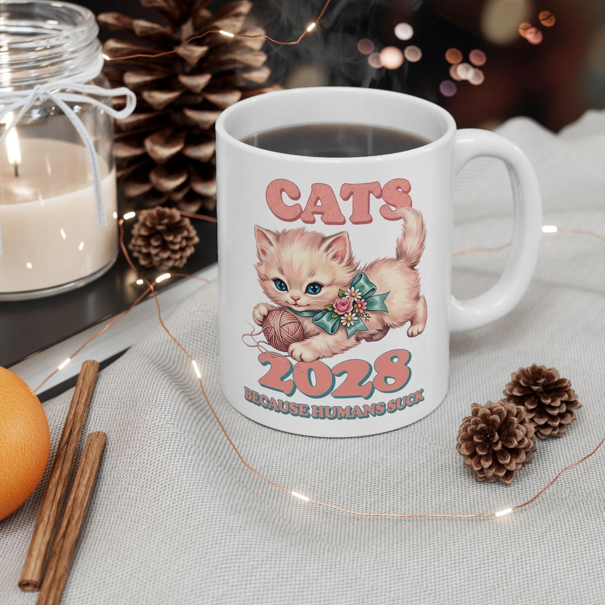 Vote for Cats Ceramic Mug  Funny Cat Political Mug