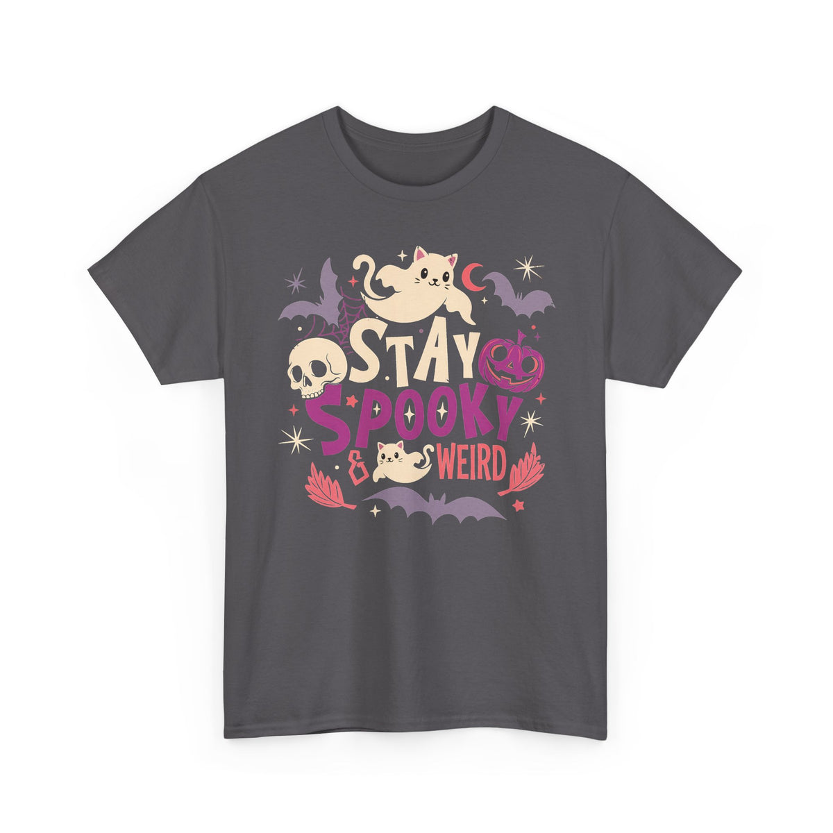 Stay Spooky & Weird Ghost Cat Shirt — Cute Pastel Goth Halloween T-Shirt