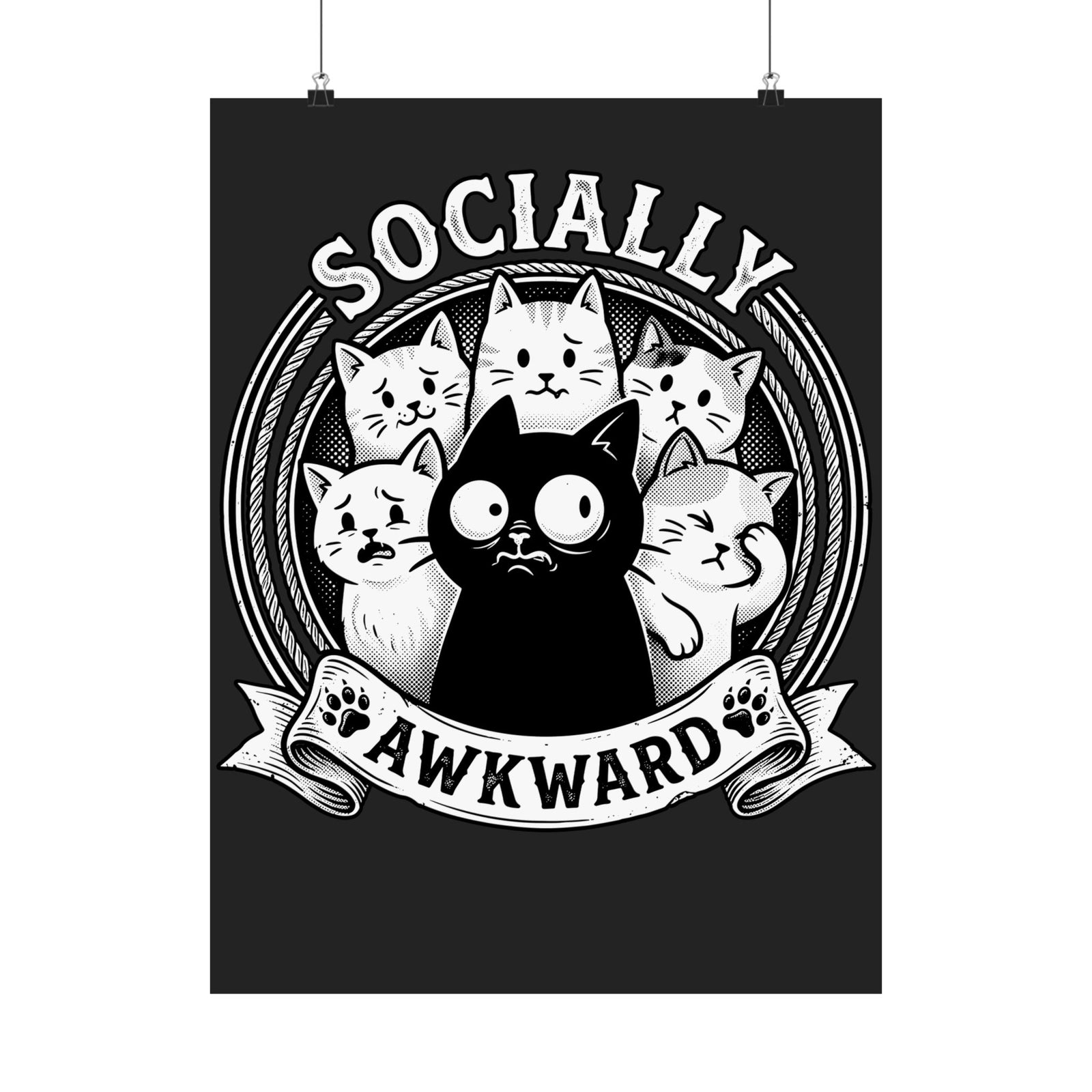 Socially Awkward Black Cat Poster
