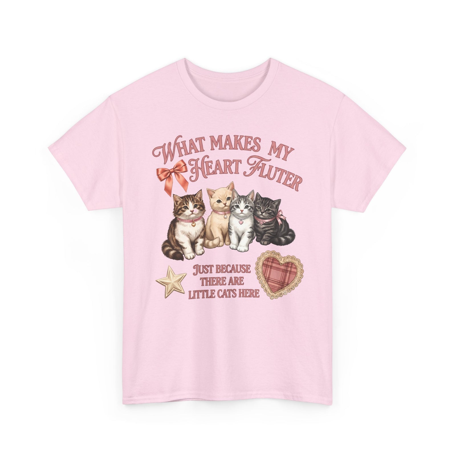 What Makes My Heart Flutter T-Shirt — Cute Coquette Kittens Tee