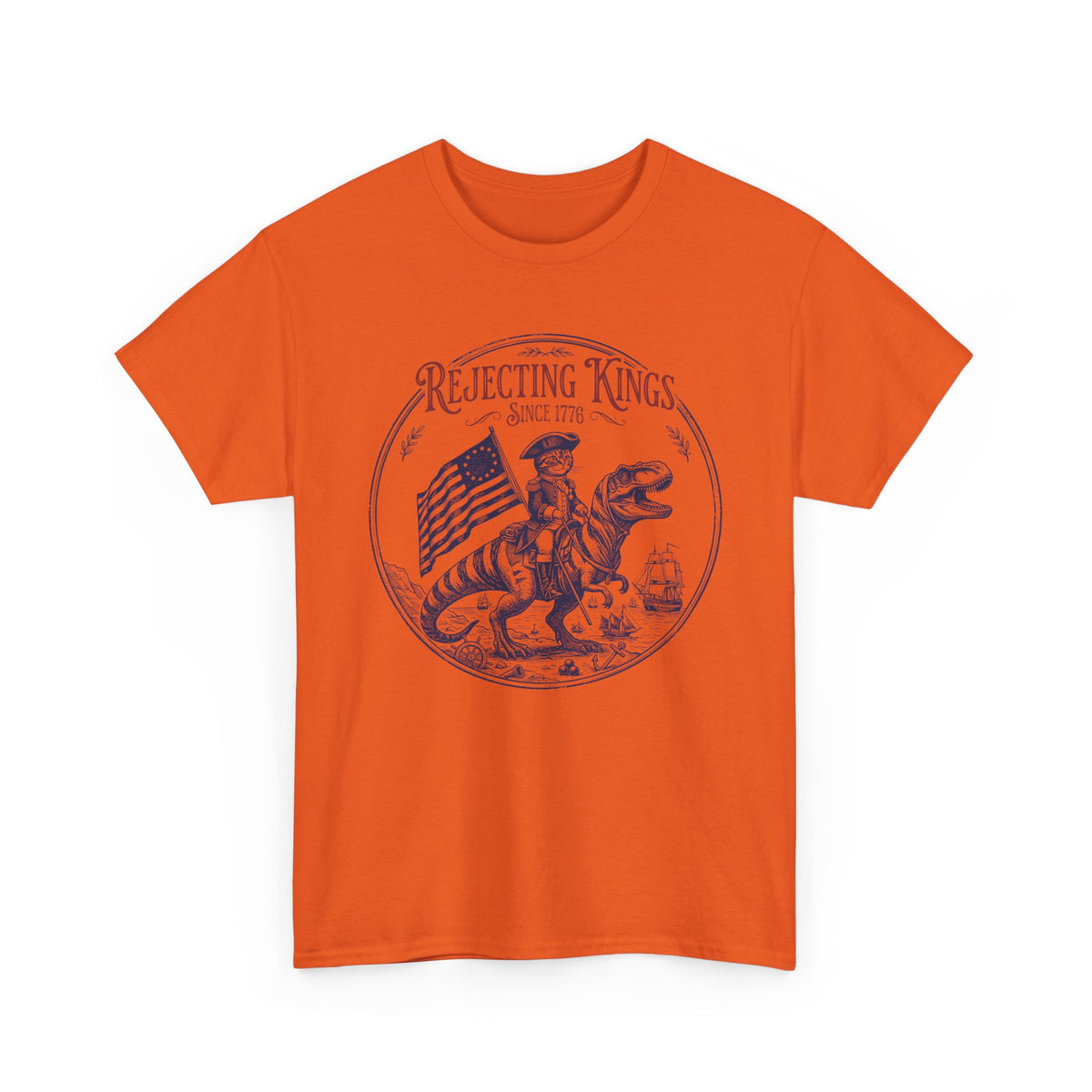 Funny Cat T-Shirt "Rejecting Kings, One Meow at a Time" Fourth of July Tee