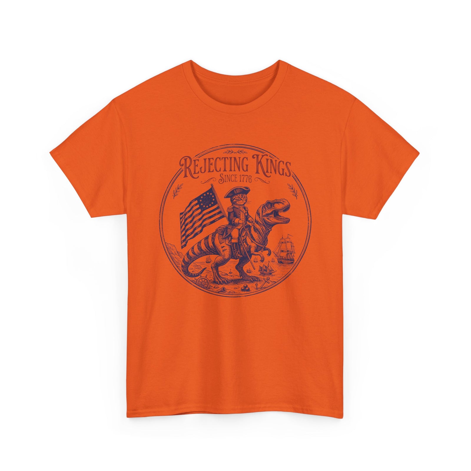 Funny Cat T-Shirt "Rejecting Kings, One Meow at a Time" Fourth of July Tee