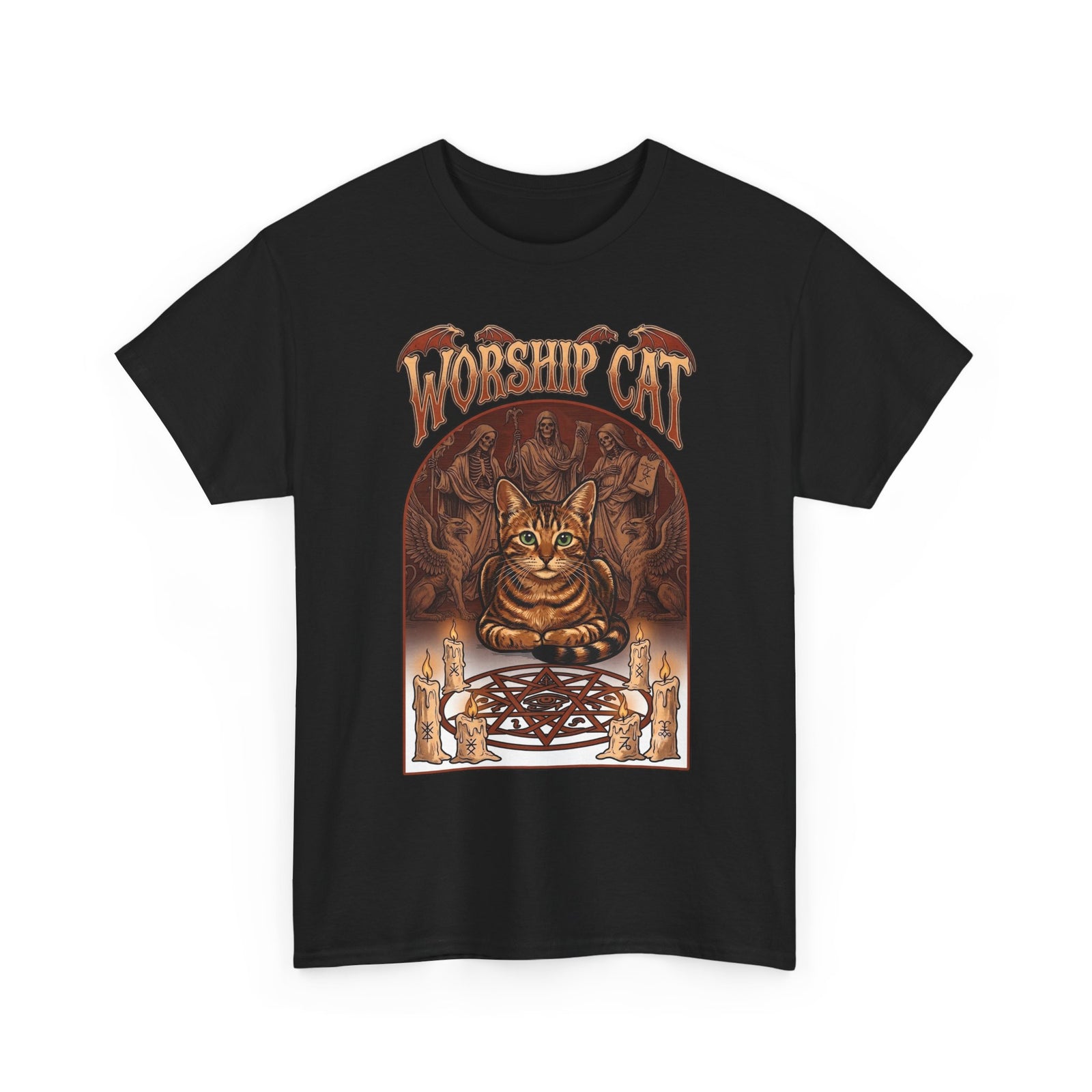 Worship Cat T-Shirt — Cute Cat Faith Graphic Tee