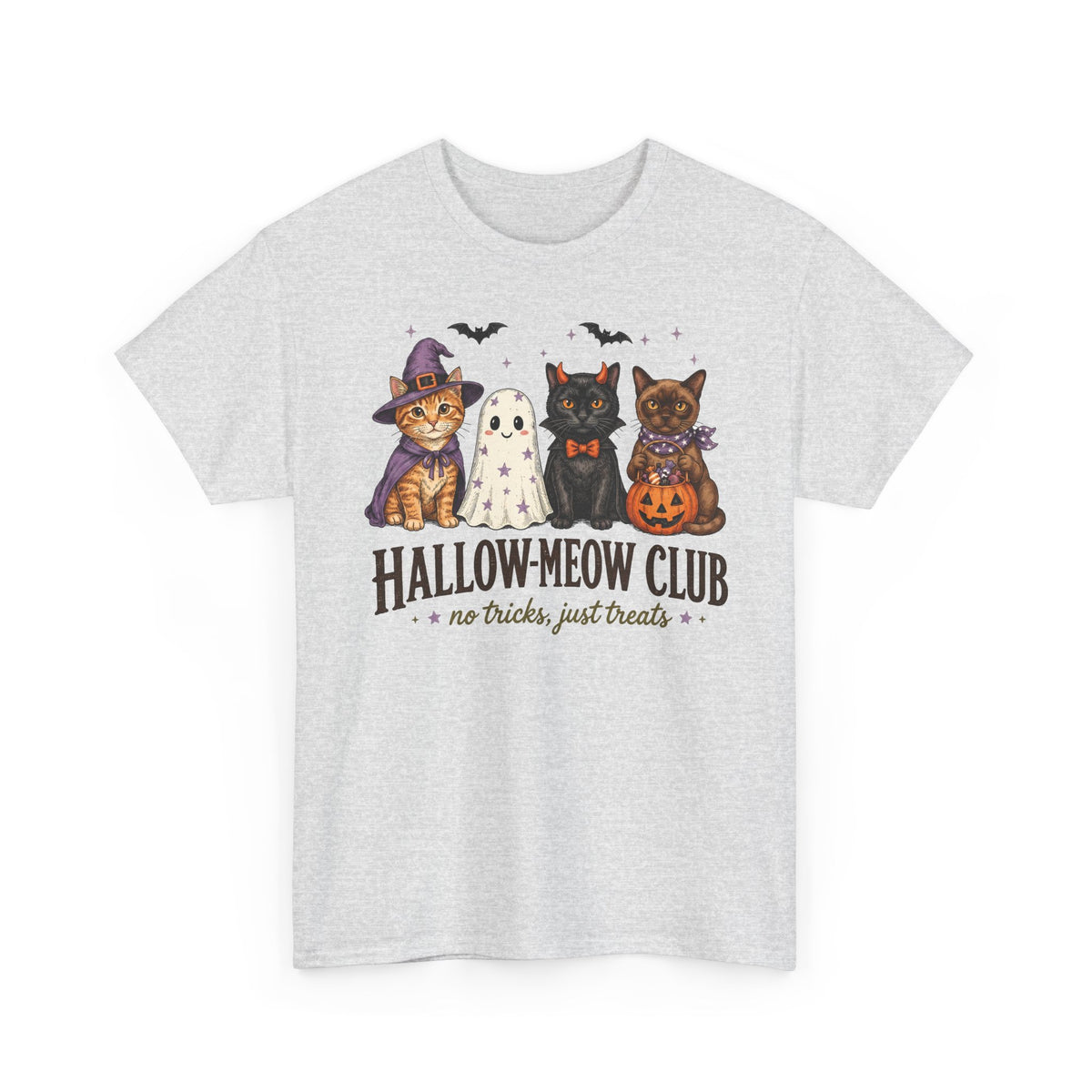 Hallow-Meow Club No Tricks Just Treats T-Shirt — Spooky Cute Cat Costume Tee