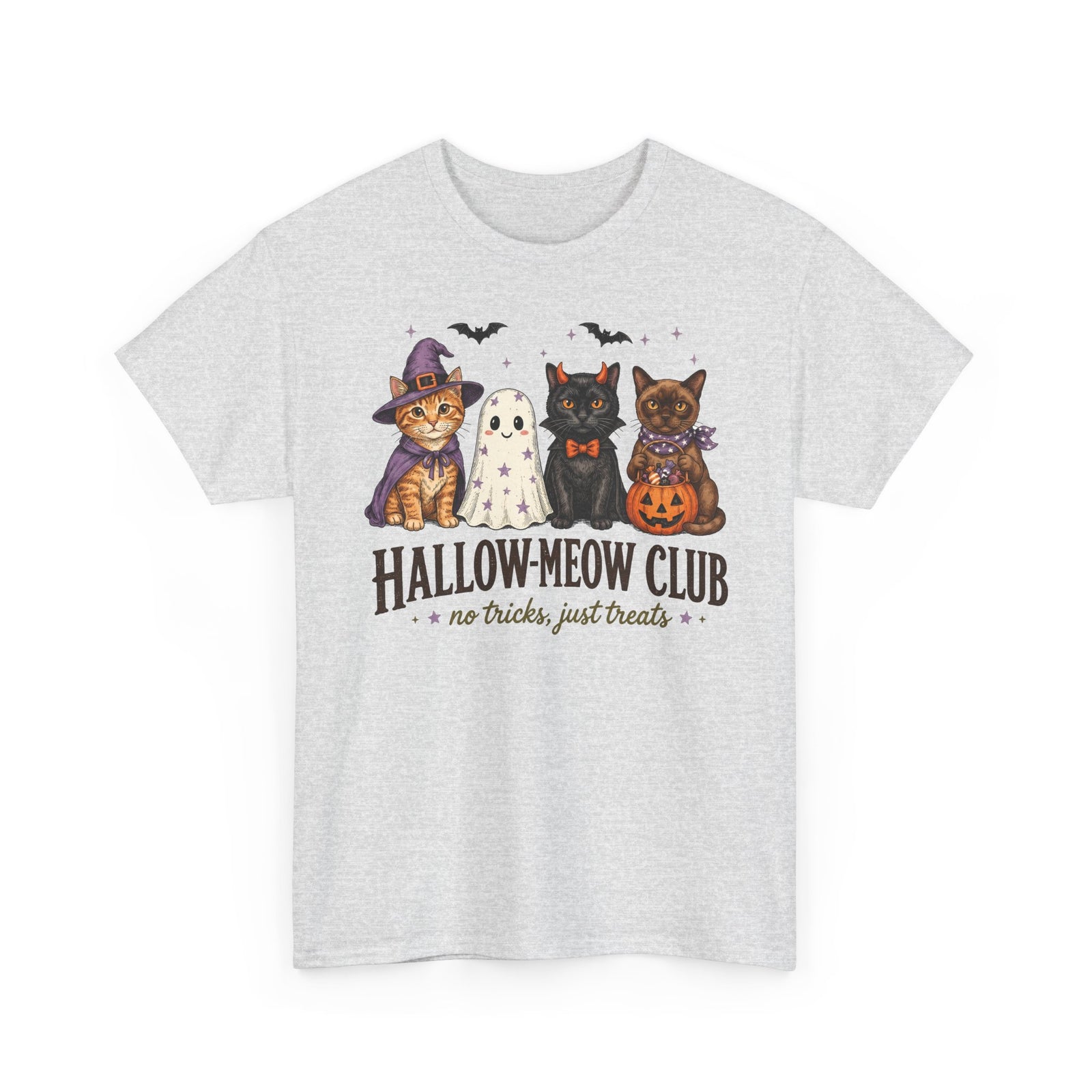 Hallow-Meow Club No Tricks Just Treats T-Shirt — Spooky Cute Cat Costume Tee