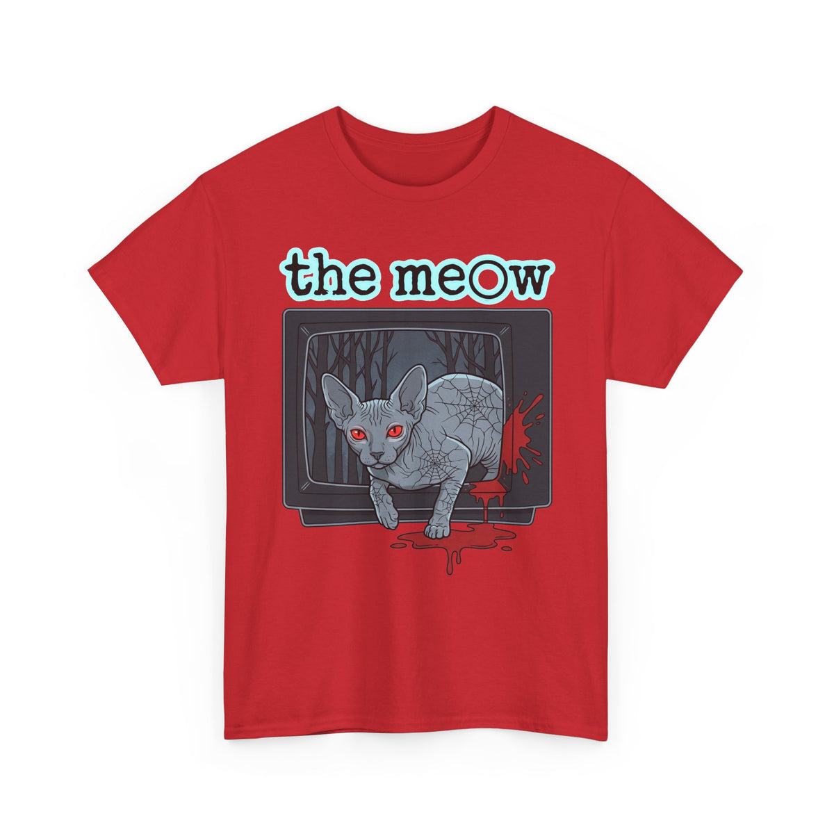 The meow Creepy Cat TV Horror T-Shirt