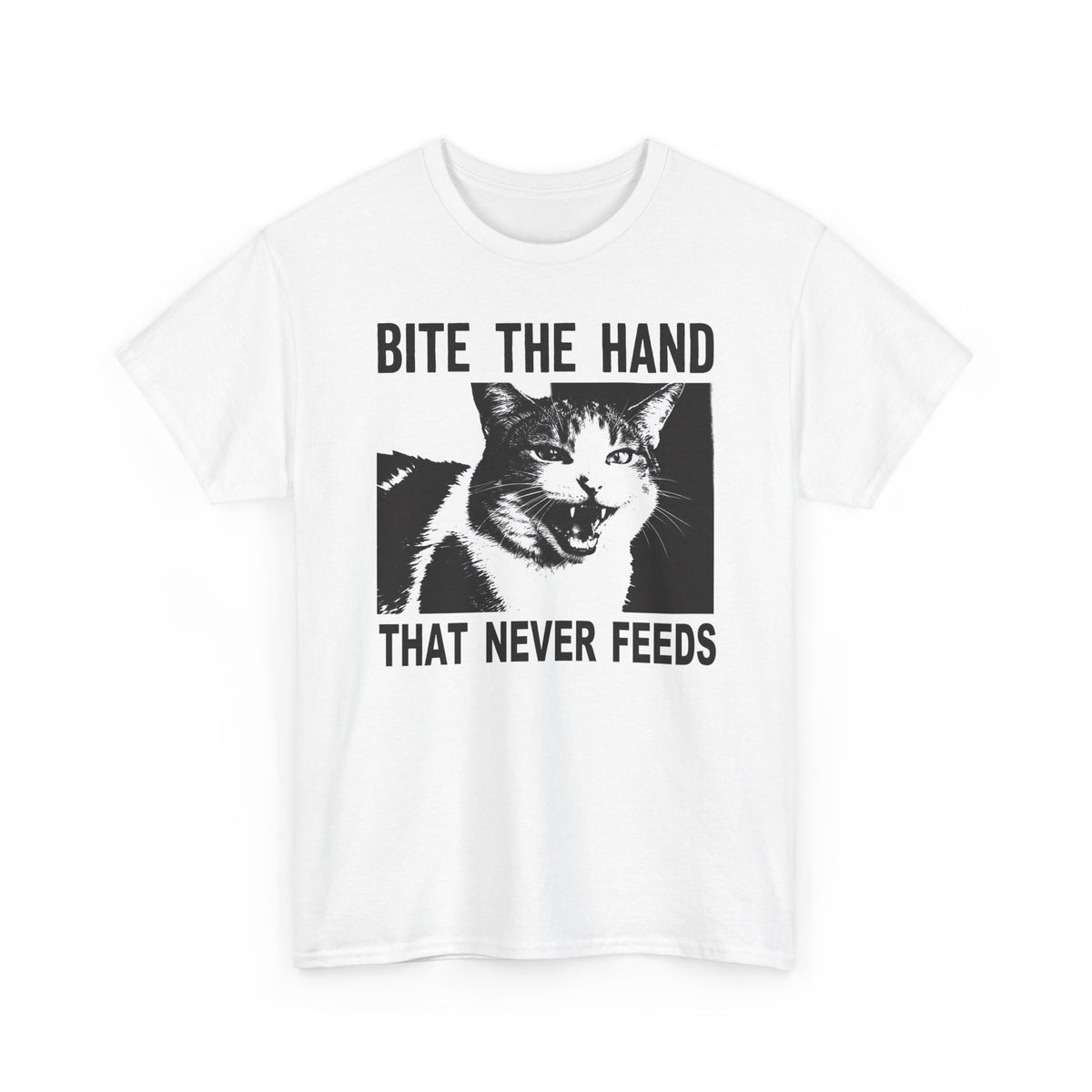 Cat Bite The Hand That Never Feeds Graphic Tee