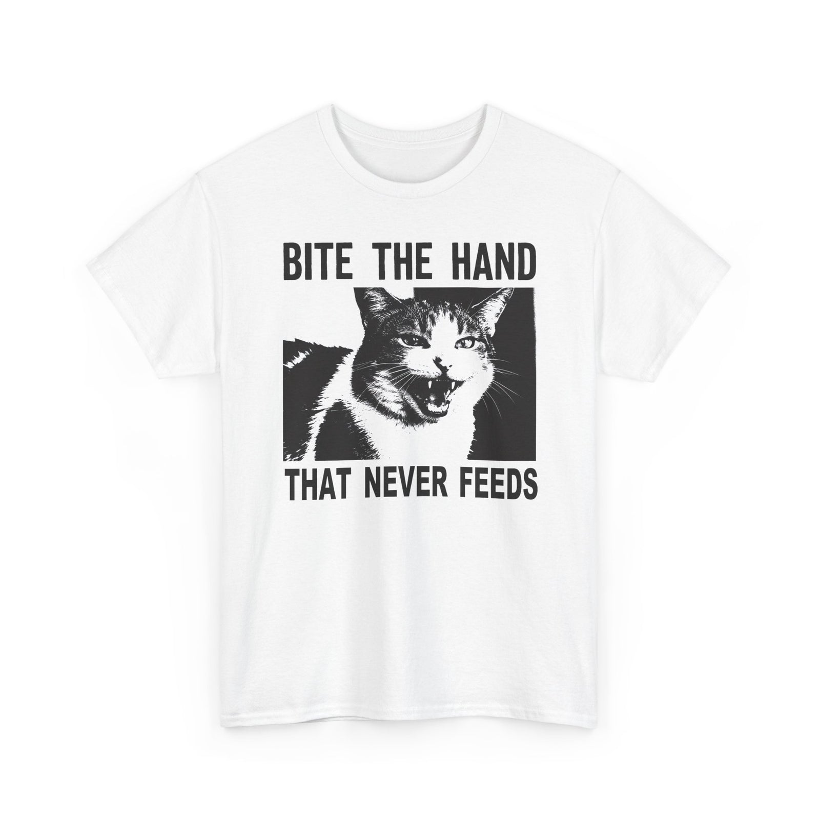 Cat Bite The Hand That Never Feeds Graphic Tee