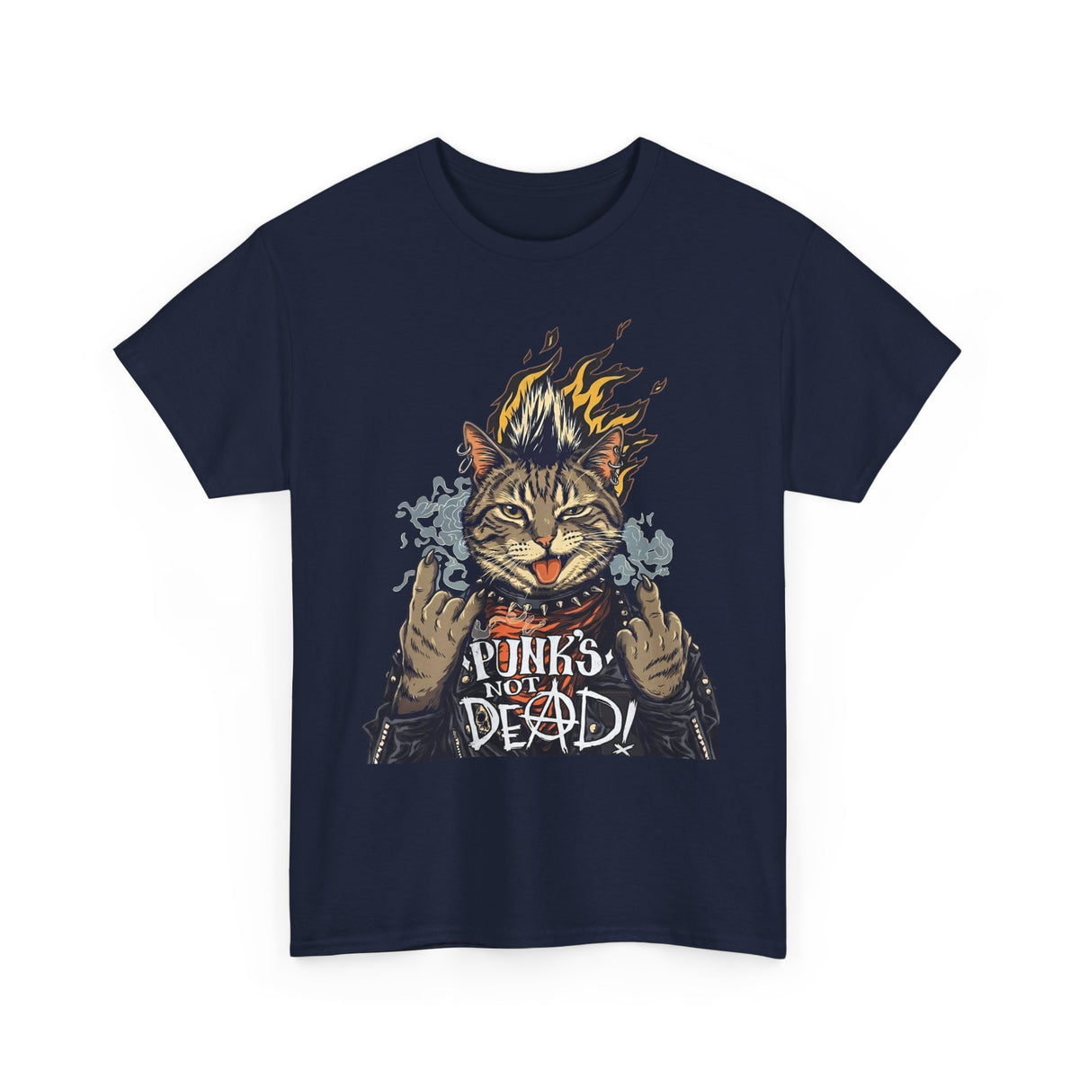 Punks Not Dead Cat T-Shirt — Funny Rebel Punk Rock Tabby Tee